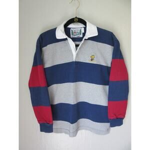 COLUMBIA KNIT Boys Size 12 Woodstock Long Sleeve 100% Cotton Rugby Shirt